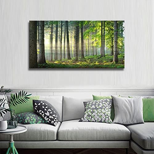Large living room murals Canvas printing Murals Natural landscape Yosemite Green forest art Morning sun and fresh air design pictures (30x60 inches) Murals hanging in the Living room Office and Bedroom 75x150cm Large living room forest art