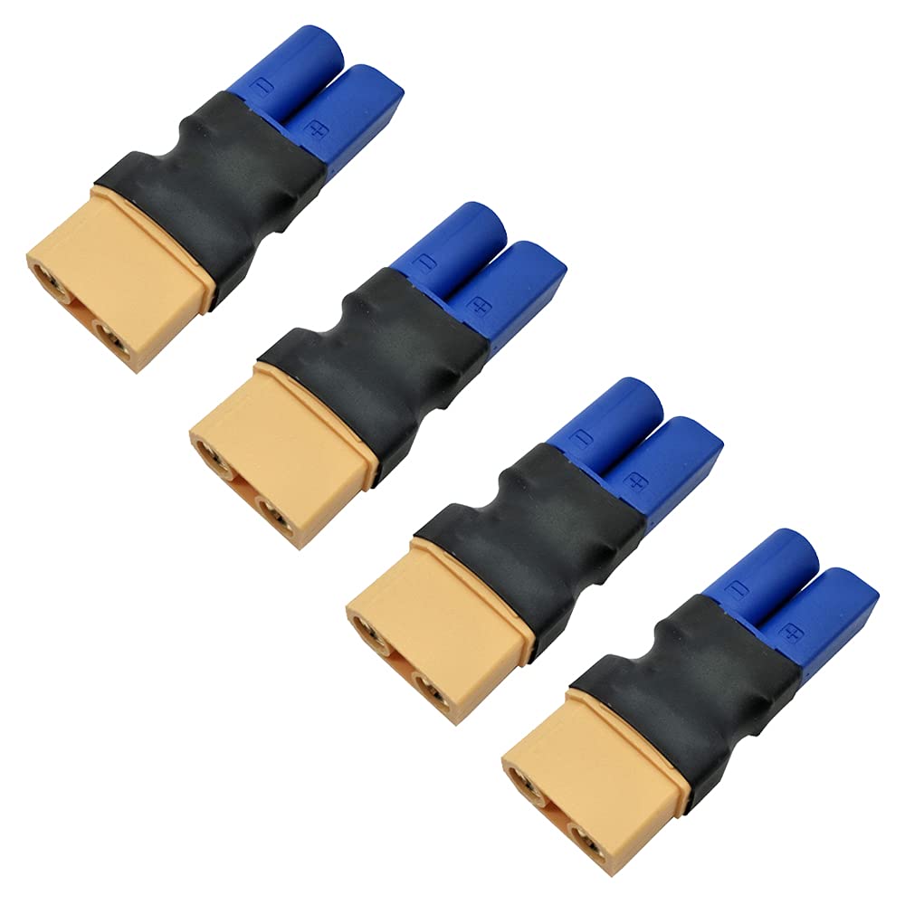 LINSYRC 4-Pack XT90 Plug Female Connector to EC5 Plug Male Connector Adapter for RC FPV Drone RC Car Lipo NiMH Battery Charger ESC