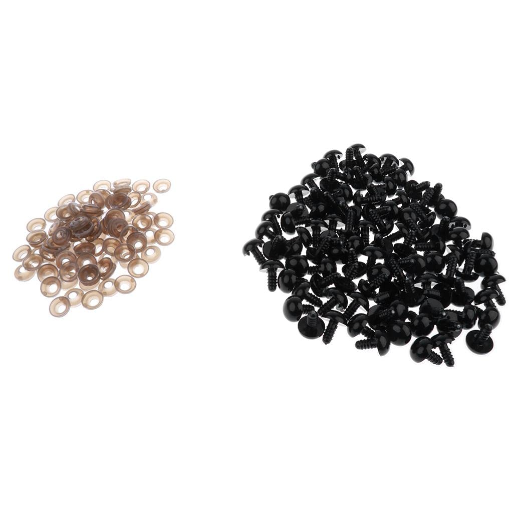 100 Pieces Black ABS Safety Eyes with Backs for Dolls DIY Making 20mm-image-20