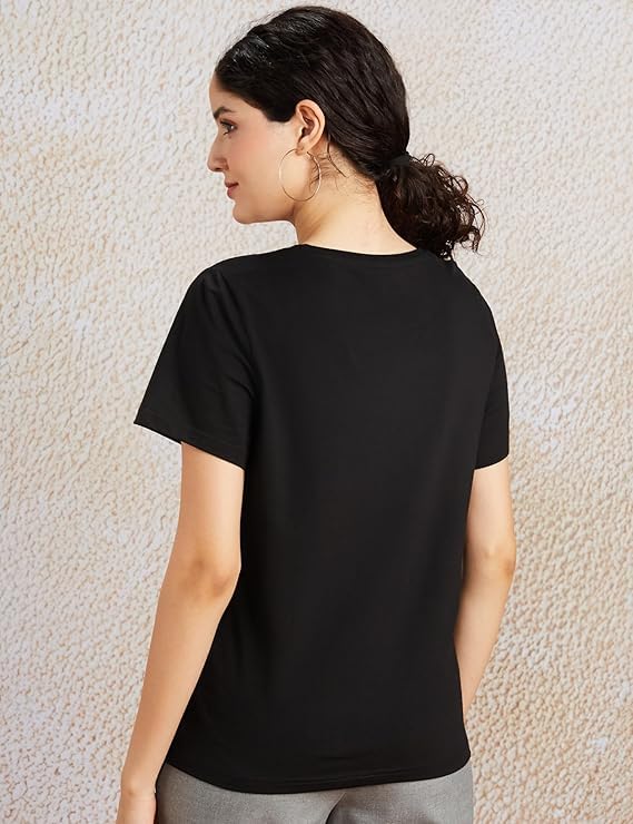 Image of Women's White Round Neck Short Sleeve T-Shirt