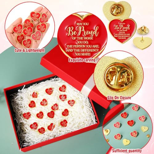 tondiamo 100 pcs employee of the month lapel pins recognition heart pin bulk teacher nurse appreciation award gifts performance reward gift for staff coworker volunteer team retirement christmas