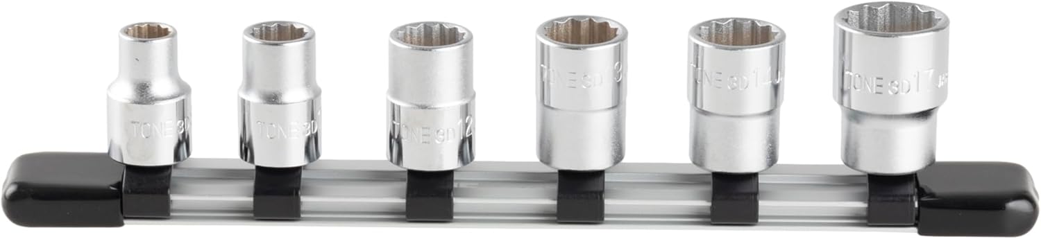 TONE Socket Set 12-Point with Socket Holder HD306 3/8" Inch Drive 6-Piece