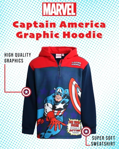 Image of Marvel Toddler Boys Quarter Zip Hoodie Fleece Graphic Pullover Hoodies