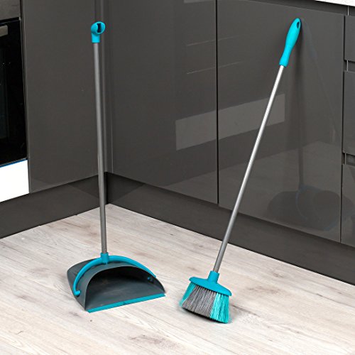 Beldray LA030139TQ Upright Long Dustpan and Brush Broom Cleaning Set, Easy Grip 78 cm Handle, Turquoise, Grey/Blue… - Image 4