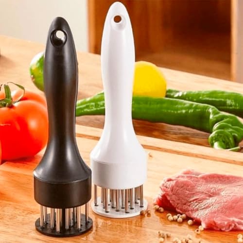Amaciador Batedor de Carne Bife Com Furador Manual 24 Lâminas afiadas em Aço Inox Amaciador de carne de aves, carne bovina, Frango, peixe Ideal para Cozinha e Churrasco 25cm