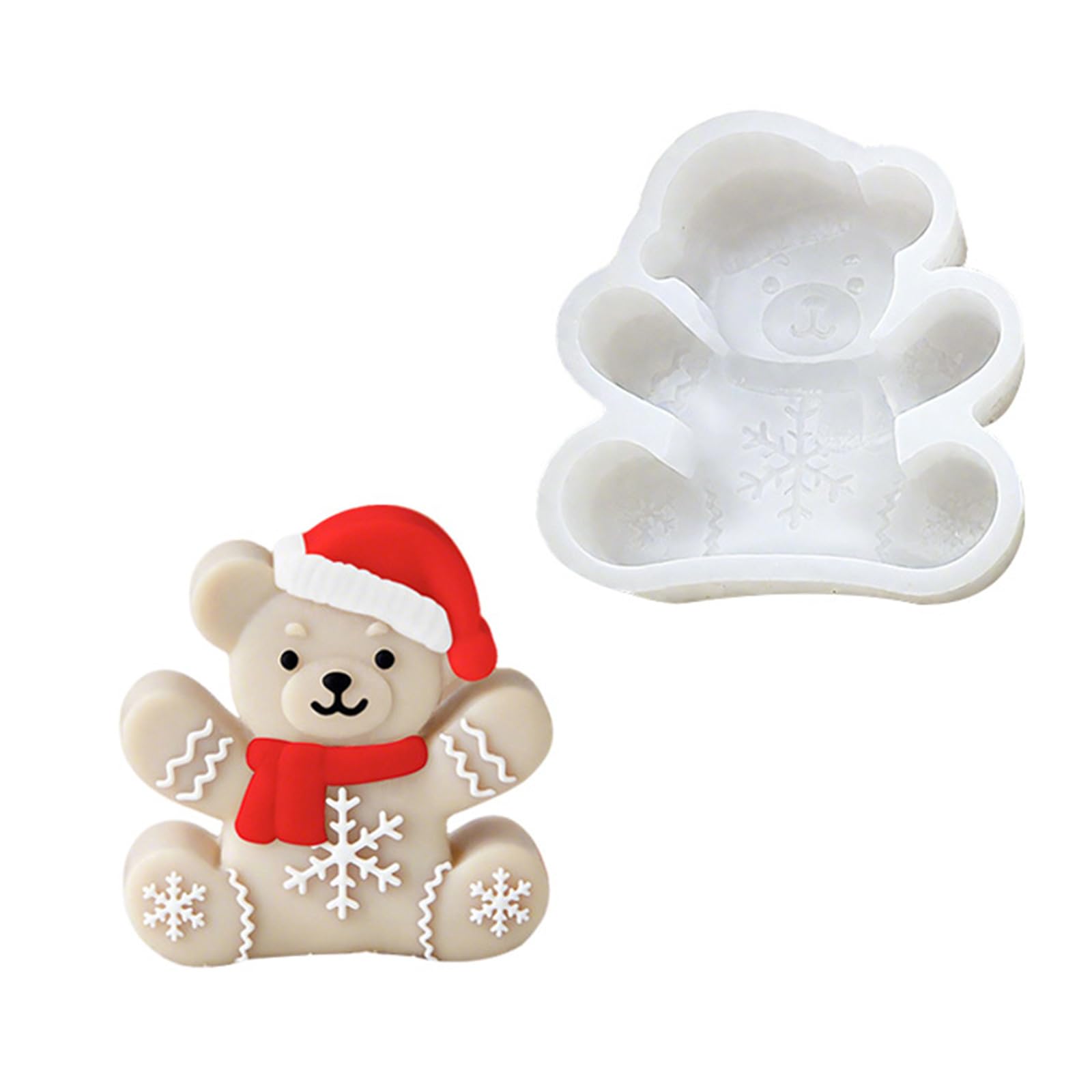 Nucelit Christmas Bear Silicone Molds Animal Bear Shape Cake Fondant for Making Soap Chocolate Candy Cookie Dessert Chocolate Mold