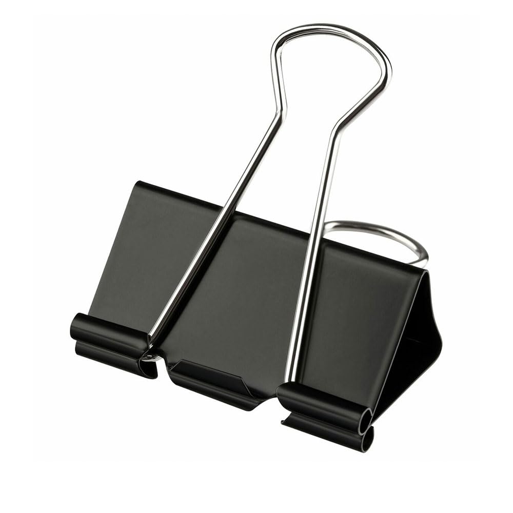ZINNIAUK 100pcs Bulldog Clips Black 19mm Strong Metal Binder Clips Paper Clamps Foldback Clips for Office School Home Filing Documents Calendars Crafts and Stationery