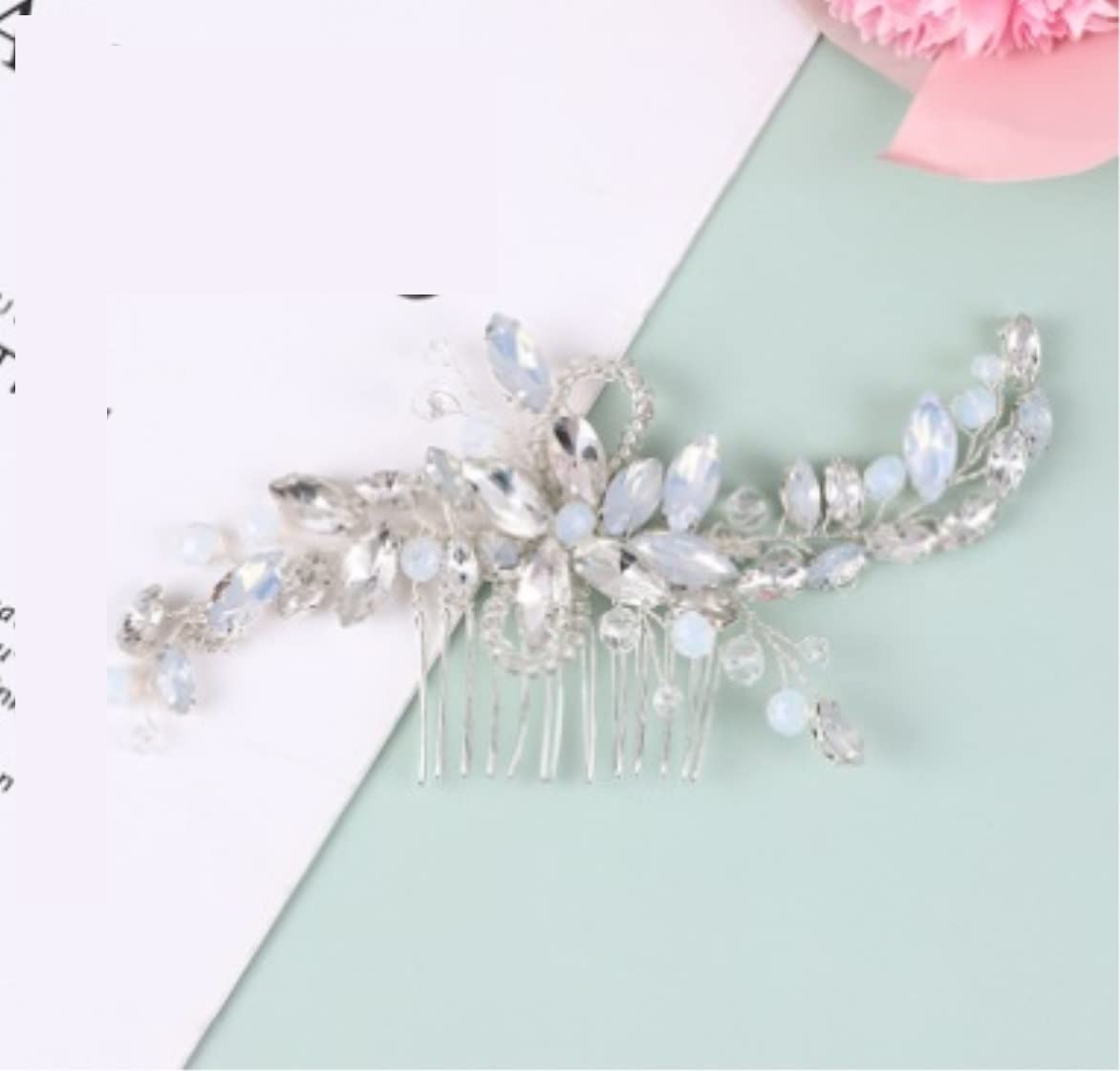 Pettini Laterali Donna Pettini Laterali per Capelli Fiori di Strass Pettini per Capelli, Pettine per Capelli per Donne No Slip Styling Girls Pettinini Fermacapelli