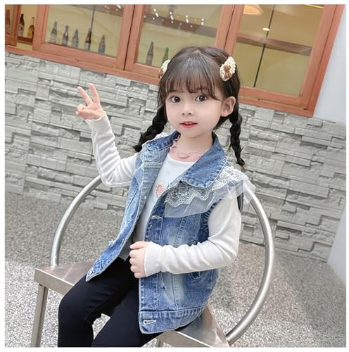 Denim Vest for Little Girls Button-Down Sleeveless Lapel Outerwear Vests3
