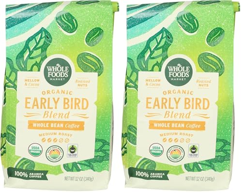 WHOLE FOODS MARKET Organic Whole Bean Early Bird Coffee, 12 OZ (Pack of 2) image 3