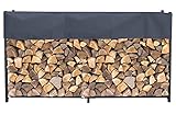 QUICK STAR Kaminholzregal Außen 200 x 25 x 115 cm Anthrazit, Garten Metall Kaminholzunterstand 0,8 m³ (1,3 SRM), Wetterfeste Stapelhilfe mit Schutzhülle Grau
