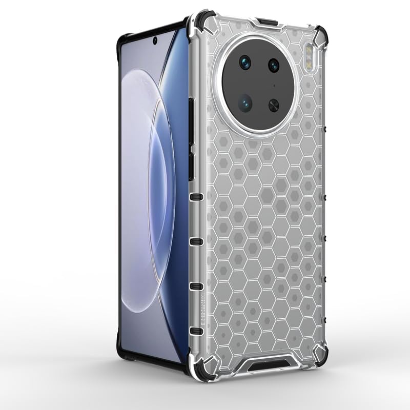 Image of Lustree TPU Honey Comb Armor Shock Proof Back Cover for for Vivo X90 5G (Transparent)