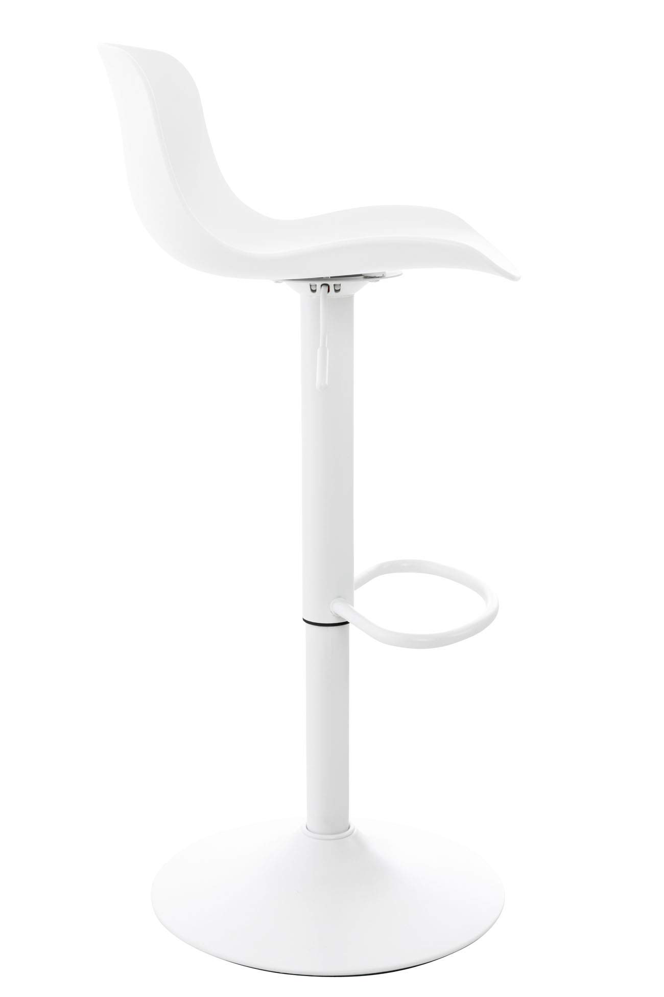 CLP Lot De 4 Tabourets De Bar Almada en Plastique I Chaises De Bar Réglables en Hauteur I Pied Trompette en Métal, Couleur:Blanc