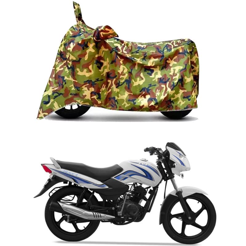 Image of Waterproof 100% PVC Coated Full Bike Scooty Two Wheeler Body Cover Compatible for TVS Sport /UV-Rays /Heat Protection /Birds Dropping /Scratchproof /Dust Proof /All Varients[6X6 Jungle Print]