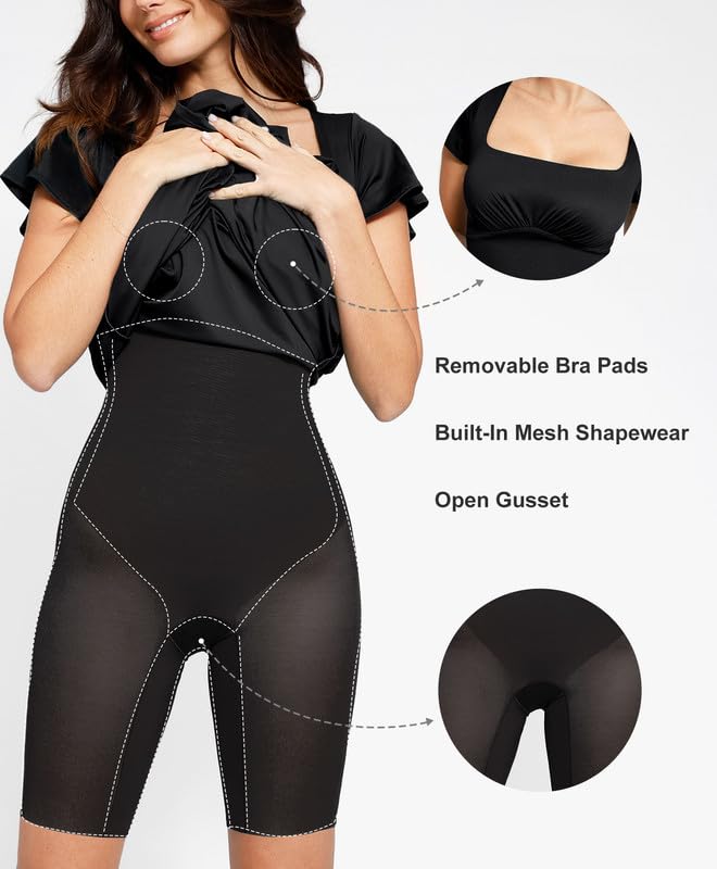 Popilush A Line Dresses for Women Shapewear Built-in Bra Short Sleeve Square Neck Flowy Wedding Guest Midi Dress3