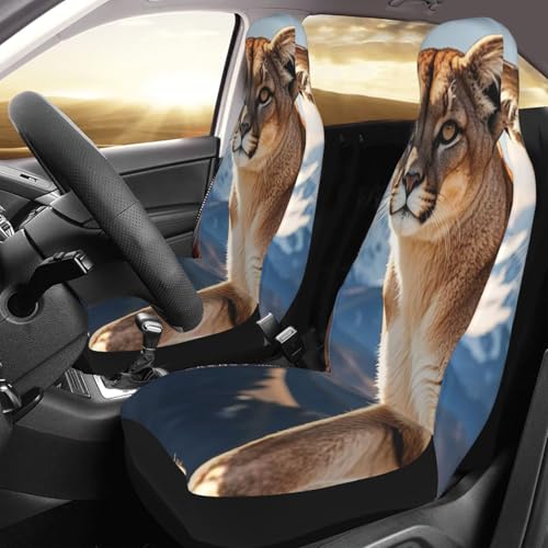 Housse de siège voiture lion de montagne et panther | Lot de 2 protections confort universelles