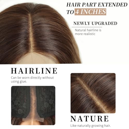 Image of AISI HAIR Ombre Blonde Wig for Women, Long Wavy Synthetic Lace Wig 26Inch | Lace Hairline,Middle Part,Heat Resistant Wig,Daily Party,Natural-Looking,Adjustable Cap,Beginner Friendly,Soft Silky Texture