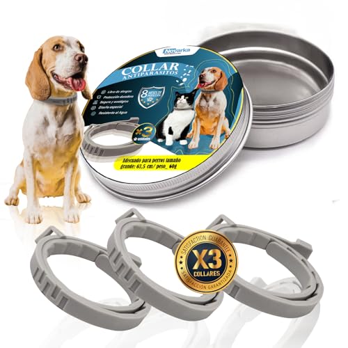 NOVARKA® Set Premium de Collar Antiparasitario Perros | 3 Collares Antiparasitarios para Perros | Leishmaniosis | Antipulgas | Collar Garrapatas Perro.