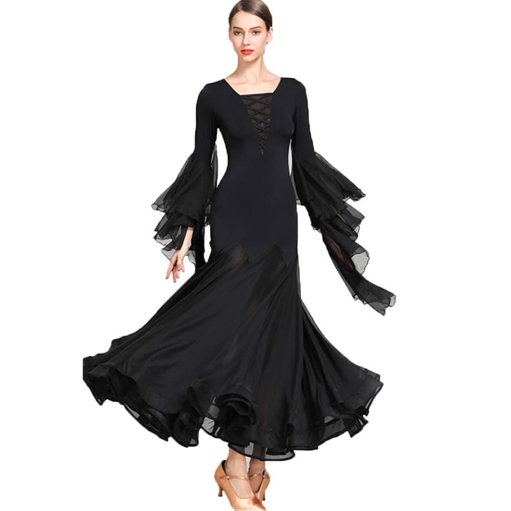 Standard Tanzkleider Für Damen Langärmeliges Tanzoutfit Für Tango Und Salsa Figurbetontes Tanzkostüm Für Walzer Auftritte Tanzkleidung Für Foxtrott Mit Tollem Schwung