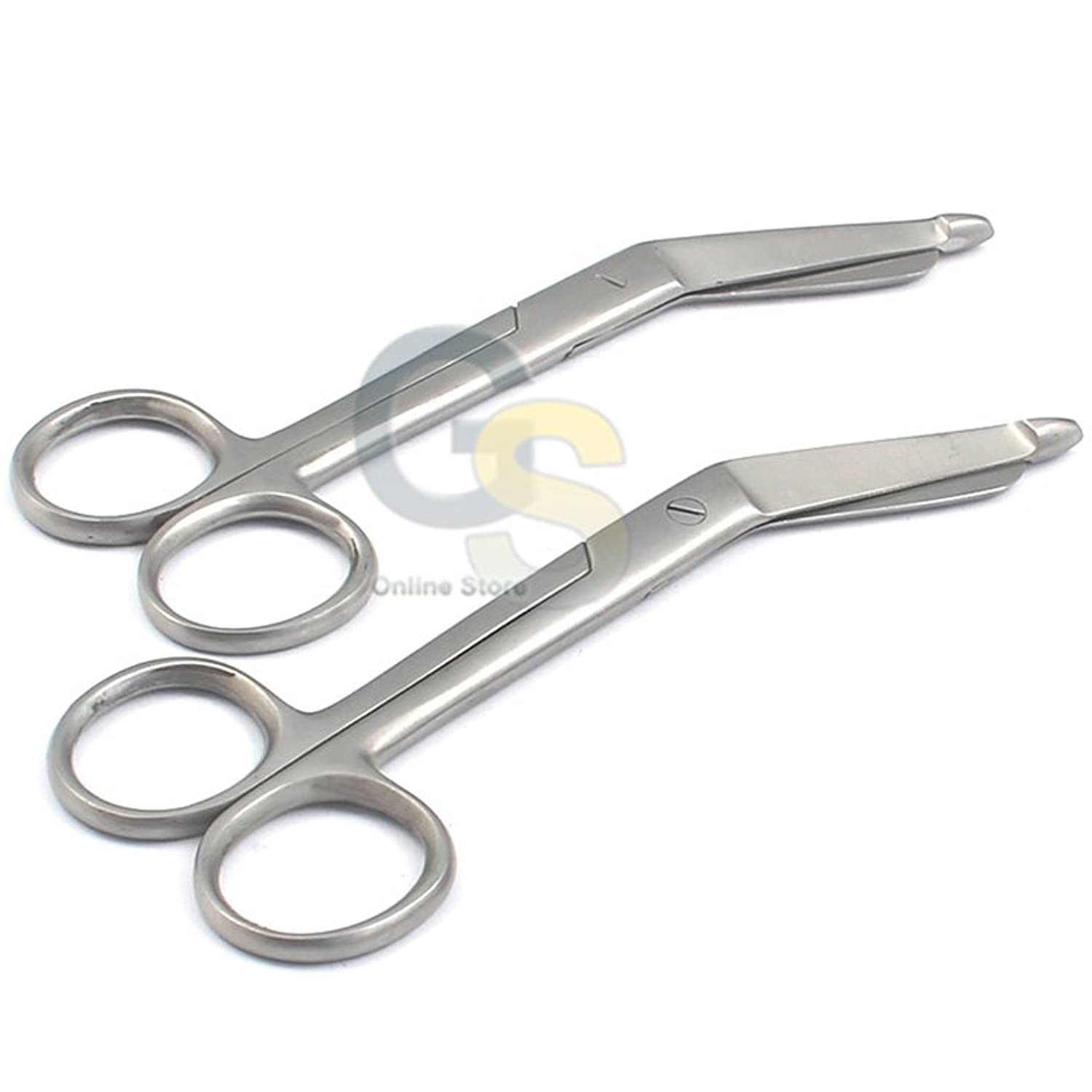Set of 2 Heavy Duty Nurse Doctor Medical Lister Bandage Scissors Shears (G.S Online Store) (Chrome 4.5" + 5.5")