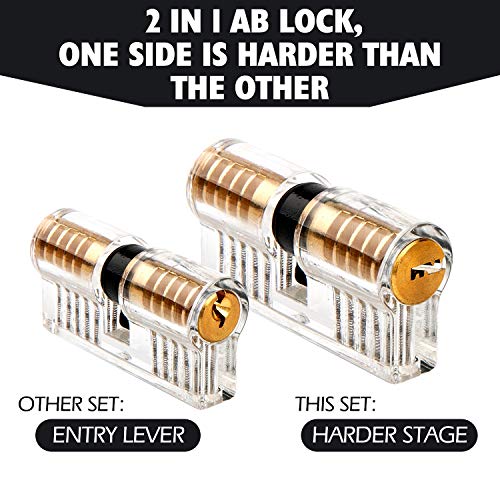 Luxebell Lock Picking, 33 PCs Dietrich Set mit 3 transparenten Übungsschlössern bieten 4 Schwierigkeitsstufen für Anfänger und Schlosserausbildung - Image 5