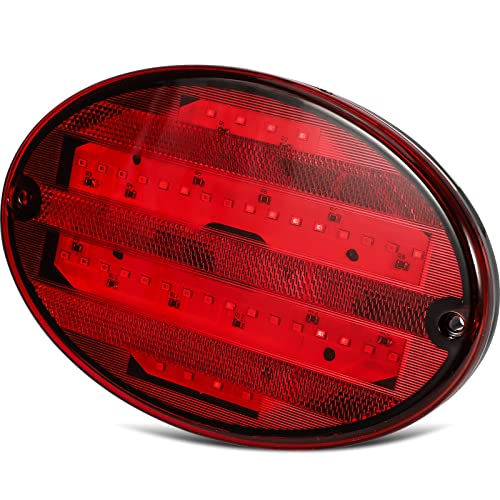 Partsam 2Pcs 8.5" Oval Led Tail Lights 40Led Red For Trailer Rv Motorhome Airstream Oval Led Stop Turn Tail Lights Surface Mount Taillights Replacement Lights Ip68 Submersible W/Mounting Gaskets #TOP7
