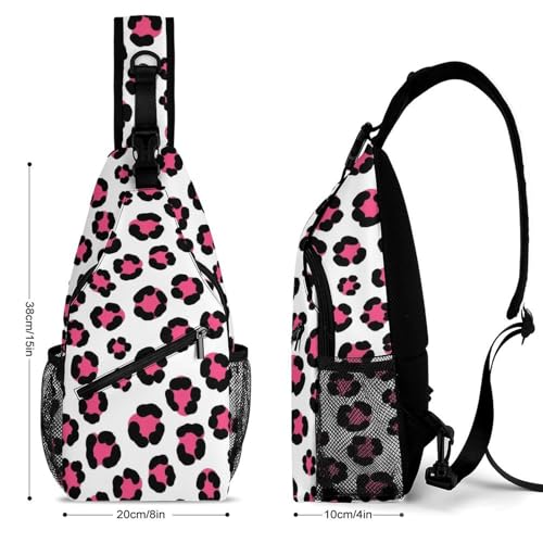 Fashion Dress Decor Sling Backpack Shoulder Bag, Day Pack, Chest Shoulder Bag For Travel Shopping Pink Cheetah Leopard Print2