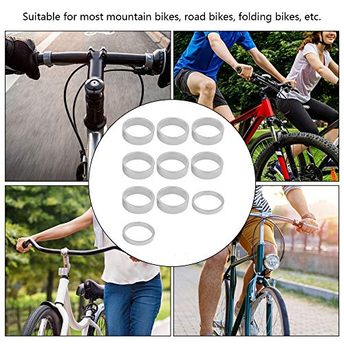 Mioyoow 10Pcs Bike Headset Spacers, 5/8Mm Bike Fork Steerer Headset Spacers Aluminum Alloy Handlebar Stem Spacers For 1-1/8 Inch Stem #TOP6