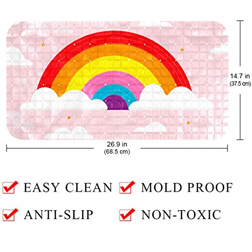 Tapis de bain bébé rose arc-en-ciel texturé pour une douche sécurisée