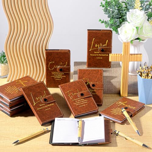 Cuadernos religiosos de cuero Spakon grabados con versículos bíblicos para regalo cristiano 4