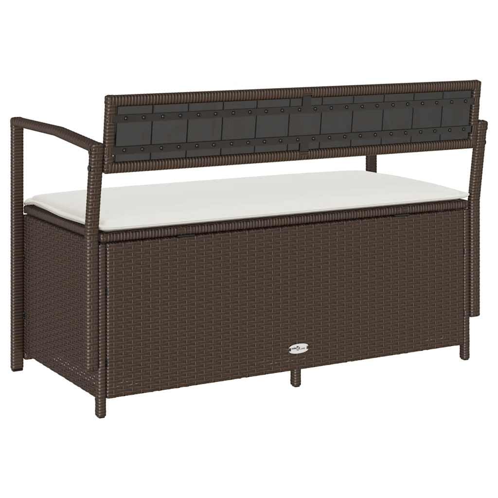 Generico Panca Portaoggetti da Giardino con Cuscino Marrone Polyrattan,Mobili,Mobili da Giardino,Mobili e sedie da Giardino,Panchine da giardino-4103837