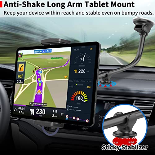 APPS2Car Long Arm Tablet Mount for Car Truck SUV MPV RV, Suction Cup Windshield Holder Compatible with 4.5-12.9 Inch iPad Pro Air Mini Tablets Samsung Galaxy Tab S8 Ultra S8+ S8 S7+ S7 S6 S5e S4 S3 S2 - Image 3