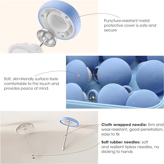 Kolorful Fixing Bed Sheets Clips Non-Slip Blanket Quilt Holder Cushions, Socks Mattress Coversand Stylish Double Sided Pin Soft Fabric Material (Blue, Set of 12) 2