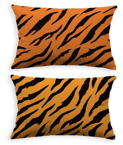 Taie oreiller rectangulaire orange brûlé avec impression recto verso