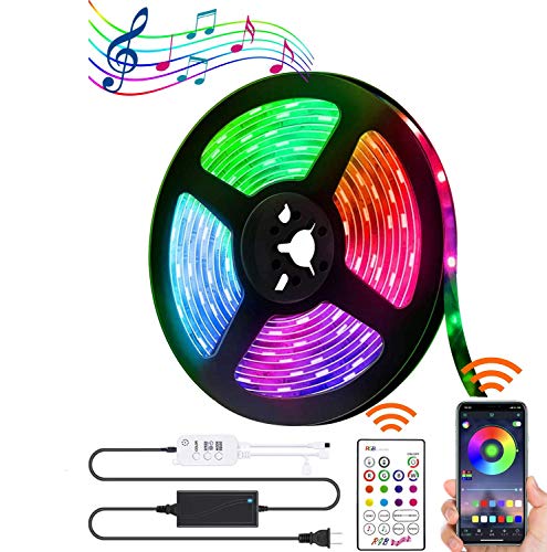 Led Strip Lights,Flexible Led Light Strip Bluetooth Control 16.4ft RGB 5050 Color Changing