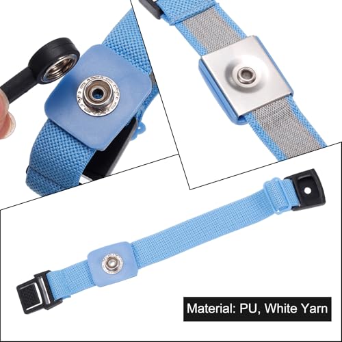 Image of MECCANIXITY ESD Anti Static Strap 16.4ft Blue Black Adjustable ESD Anti-Static Ankle Strap for Computer Electronics Repair