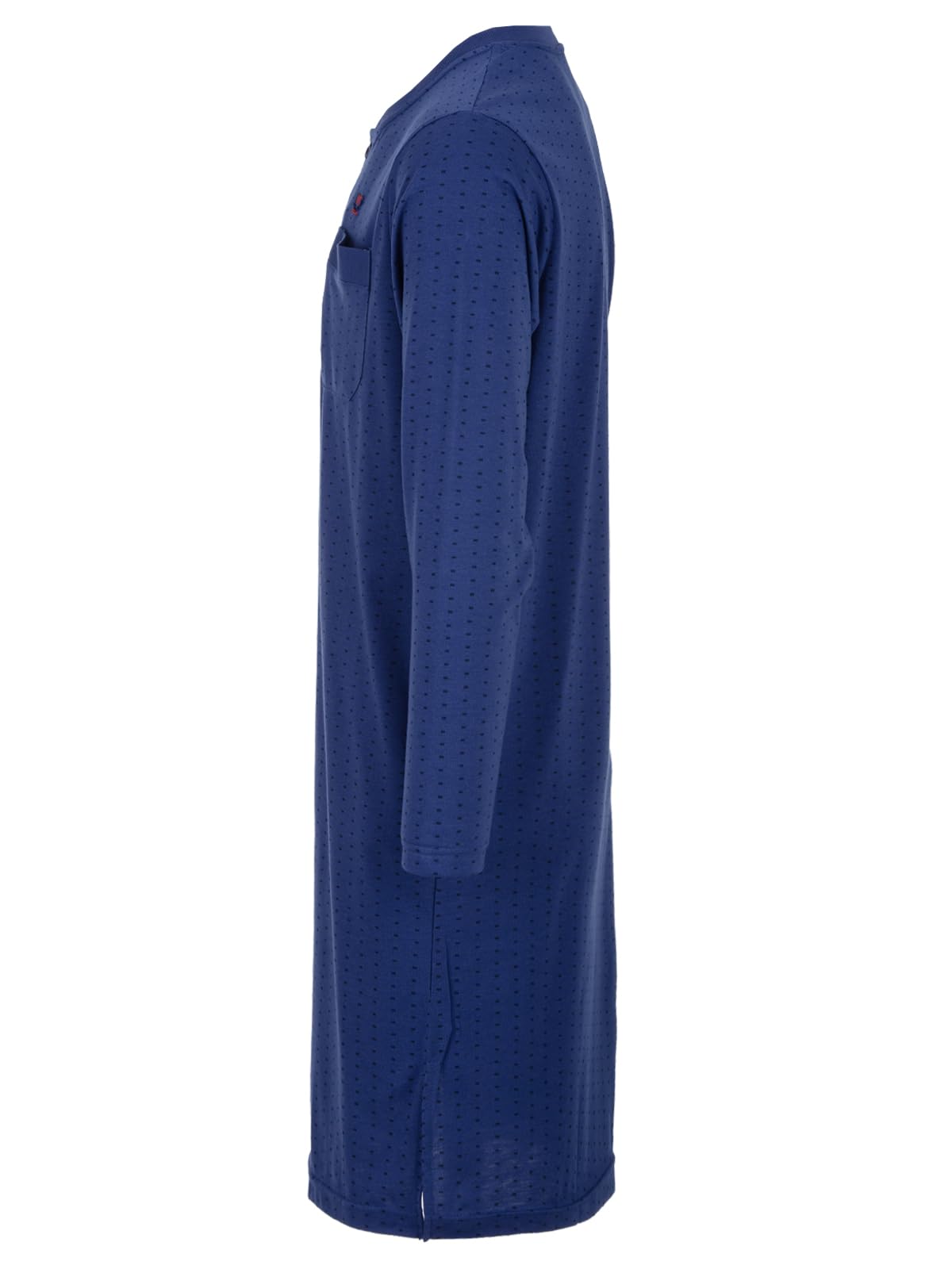 Chemise de nuit à manches longues pour homme - Motif rectangles - Poche poitrine - Boutonnière - M-2XL