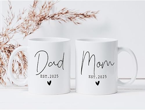 Miniatura 8 de CATABUBU Est 2023 Regalos para nuevos padres, regalo de taza de café para mamá y papá, juego de tazas de regalo para nuevos padres, anuncio de