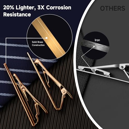 Tie Clips for Men, Shiny Necktie Tie Bar Pinch Clips, Valued Pack in a Gift Box4