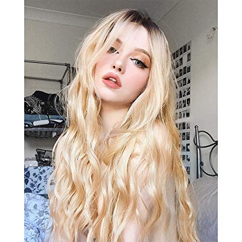 AISI HAIR Synthetic Blonde Long Wave Lace Front Wigs for Women Long Wavy Wig