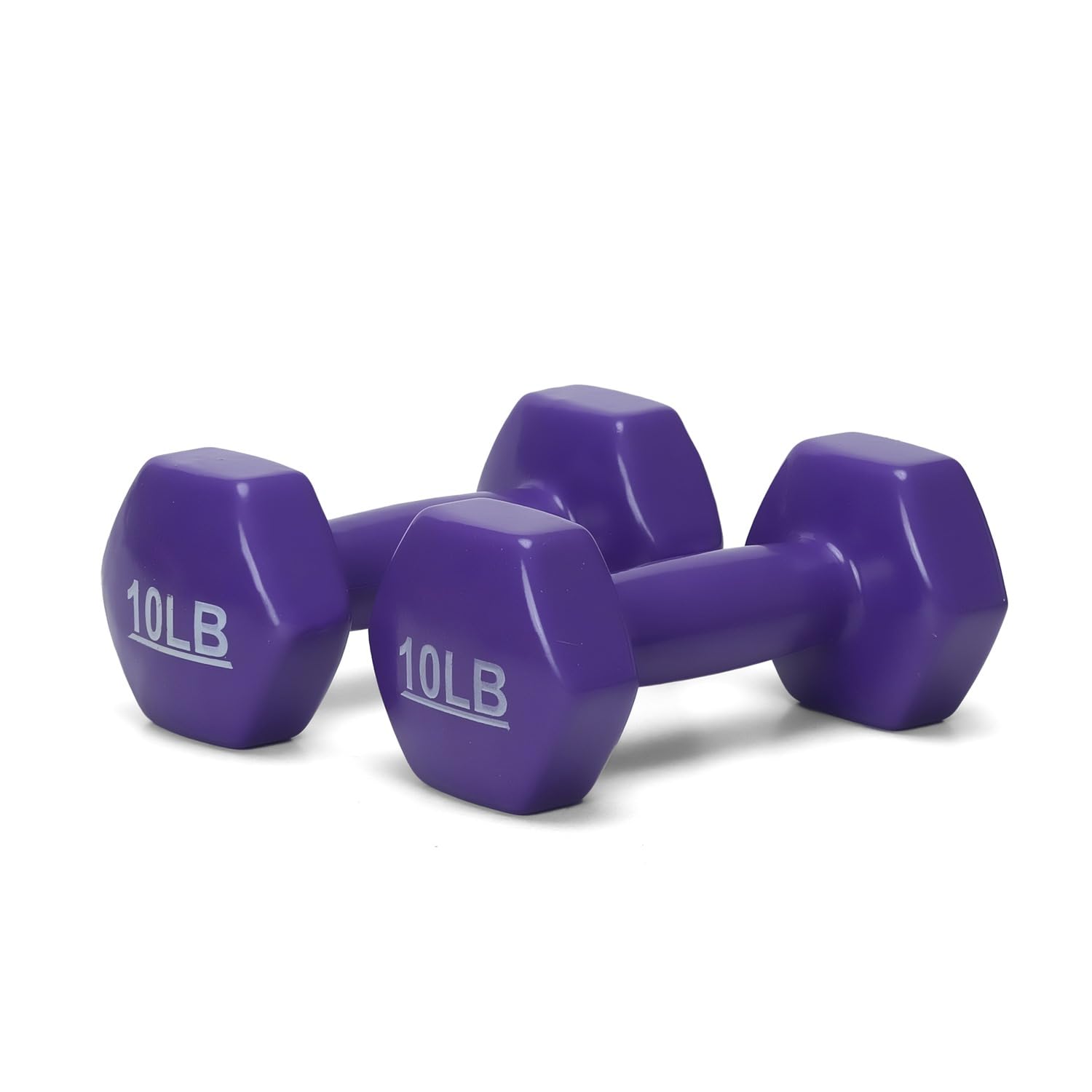 amazon basics Vinyl Coated Dumbbells | Set of 2 | 10 Pounds Each | Cast Iron Dumbbells | Purple-image-34