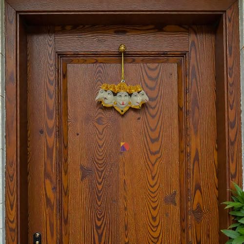 Image of panchmukhi Hanuman for Door Entrance | Hanuman Ji Idol | Figurines Sculpture Bajrang Bali Idol (18 x 10 cm) - (White Gold)