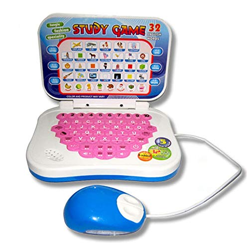 Jullynice Portable Bilingual Early Educational Learning Machine Kids Laptop Toy with Mouse Computer Children Gift Developmental Toy
