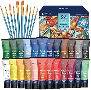 Farba Akrylowa 24 Tubach 36ml Nietoksyczny Akrylowy Zestaw Kolorów Bogaty Pigment Zmywalny Zestaw Farb Akrylowych dla Dzieci Artystów Papieru Kamienia Drewna Ceramiki