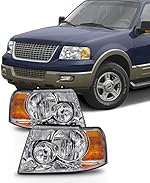 AKKON - For 03-06 Ford Expedition Chrome Clear Headlights Front Lamps Direct Replacement Pair Left + Right