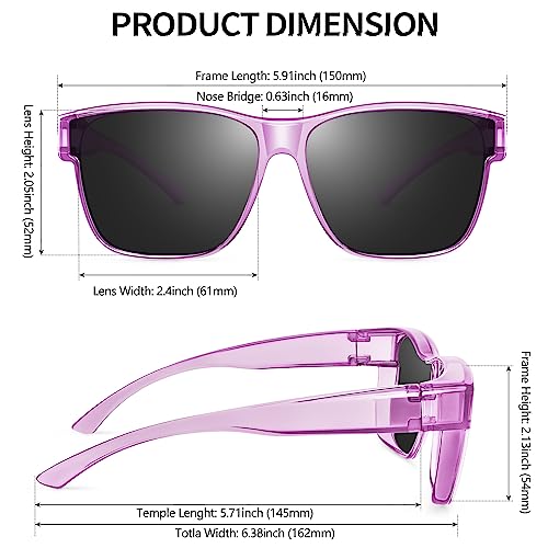 Image of URUMQI Polarized Sunglasses Fit Over Glasses for Men Women, Oversized Square Sun Glasses UV400 Protection