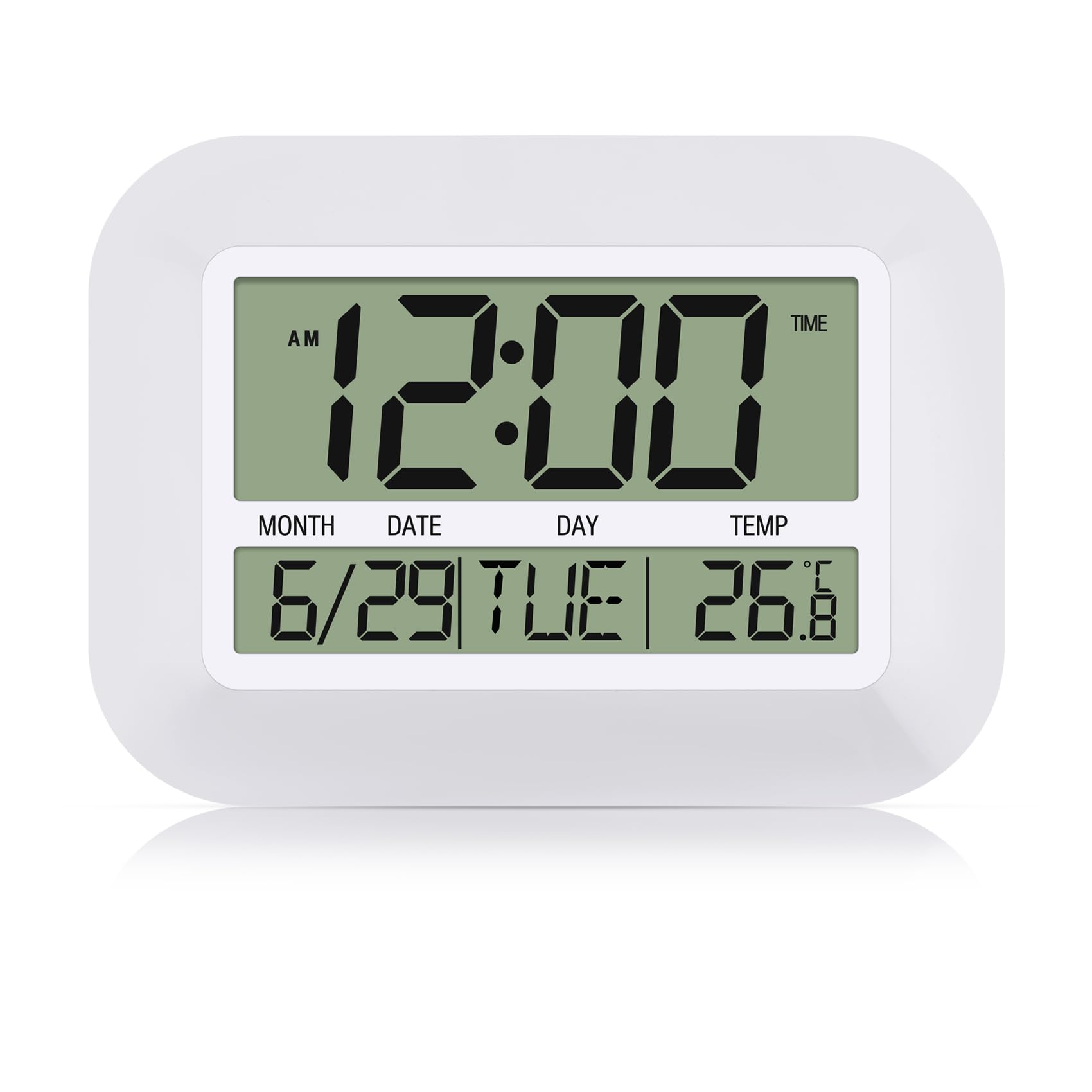 Pqahffowr Reloj de Pared Digital con Pilas Reloj Despertador LCD Grande Simple Calendario de Temperatura Fecha DíA para la Oficina en Casa