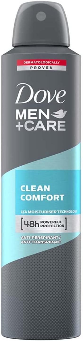 DoveMEN + CARE Clean Comfort Antiperspirant Deodorant 48 Hour Protection, 250 ml, Pack of 6