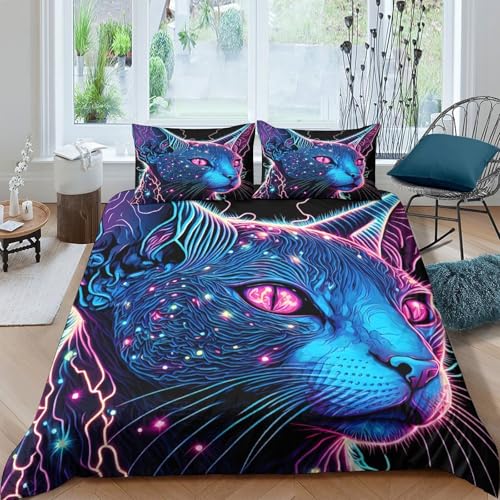 Housse de couette loup 3D hypoallergénique et douce en microfibre résistante 260x220cm - 4
