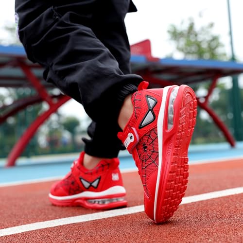 Buwtday Kids Sneakers Boys Girls Running Tennis Shoes For Walking Athletic Running Lightweight Breathable Mesh Air Cushion Sport Shoes(Toddler/Little Kid/Big Kid) Red thumb #6